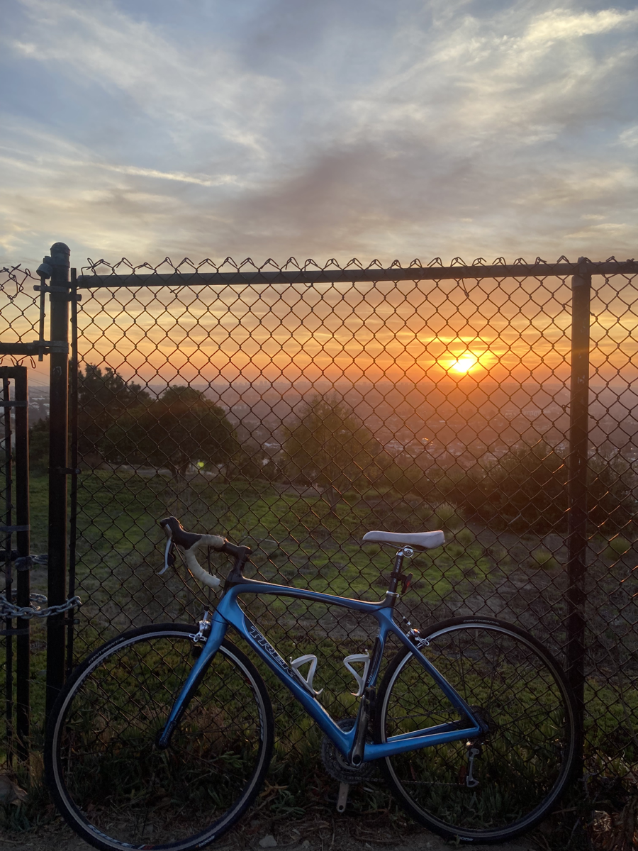 Road bike at sunset